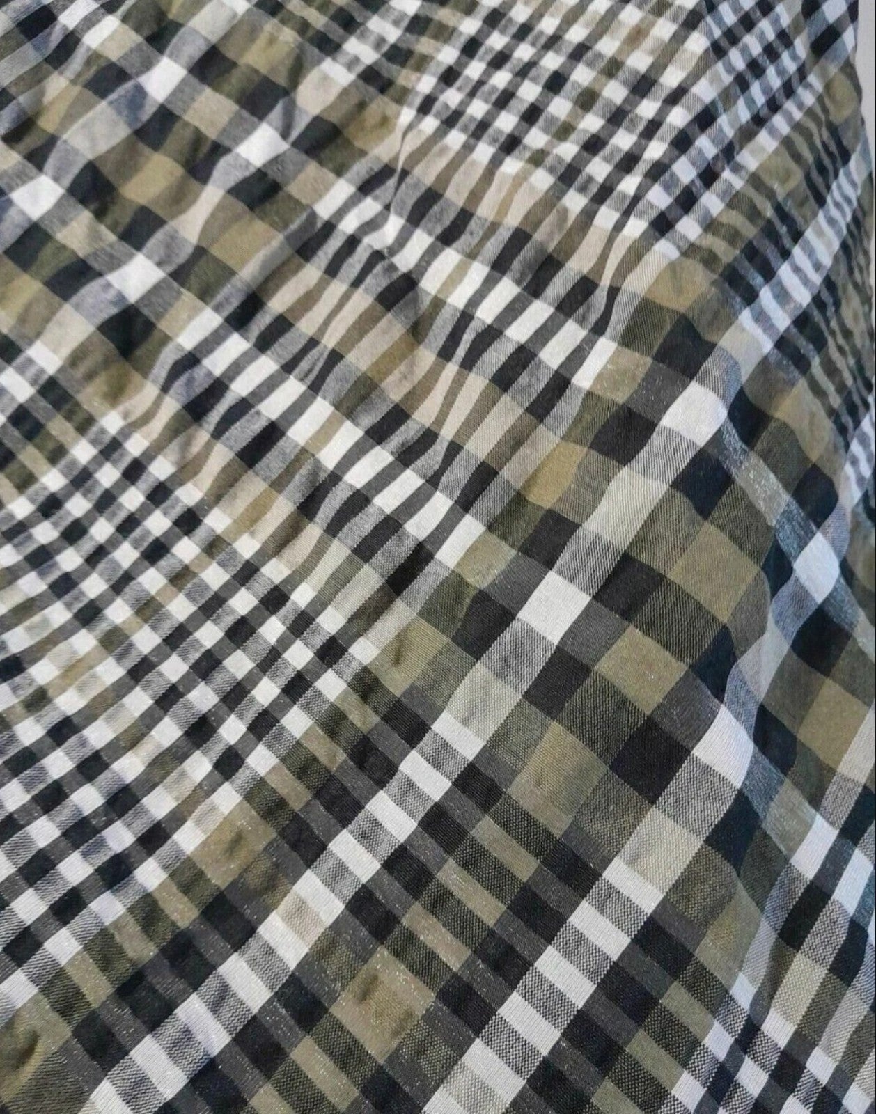 GANNI Seersucker Midi Dress | Sz 38, Gingham/Checkered, Wide Strap, Shirred