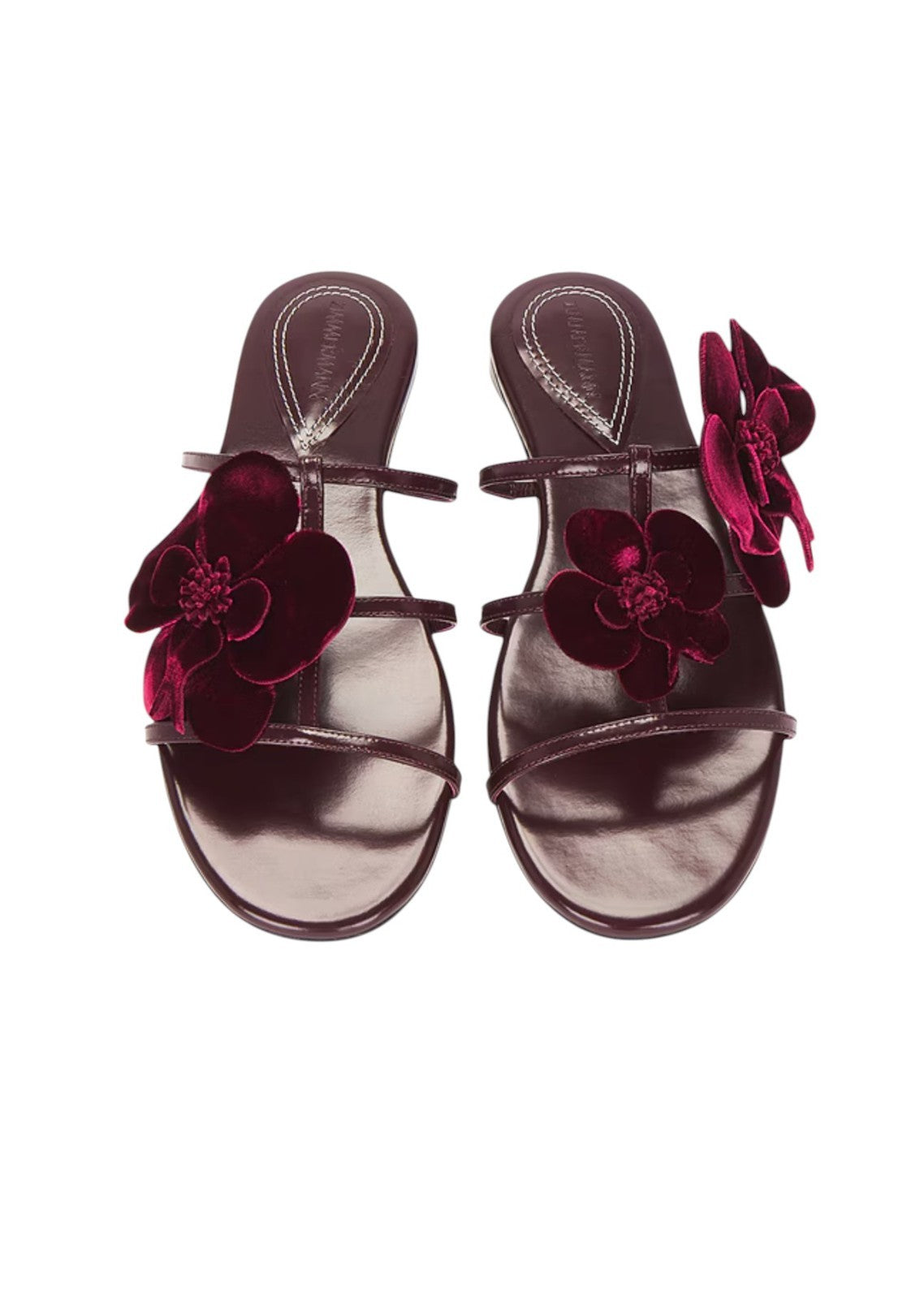 Zimmermann Orchid Slide Sandal | Ruby/Red/ Burgundy, Flats, Flower, Leather