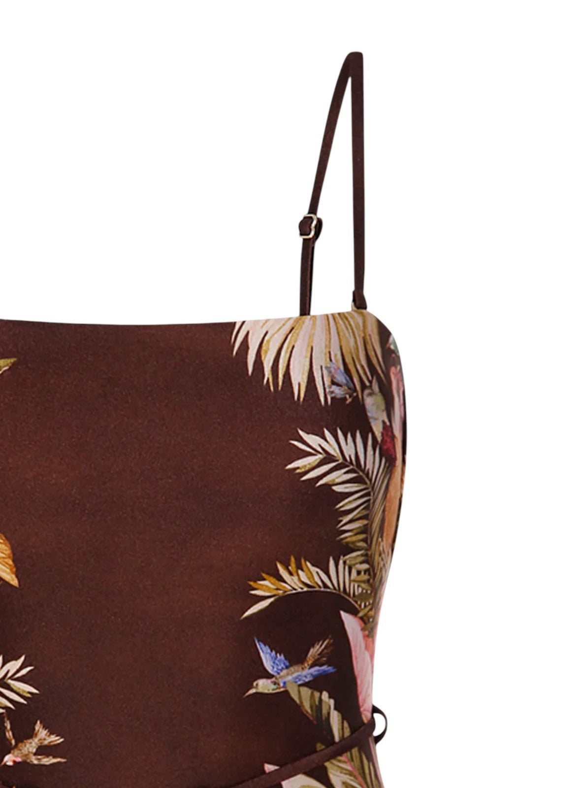 Zimmermann Ascension Bandeau One Piece | Burgundy / Brown Floral, Full Coverage