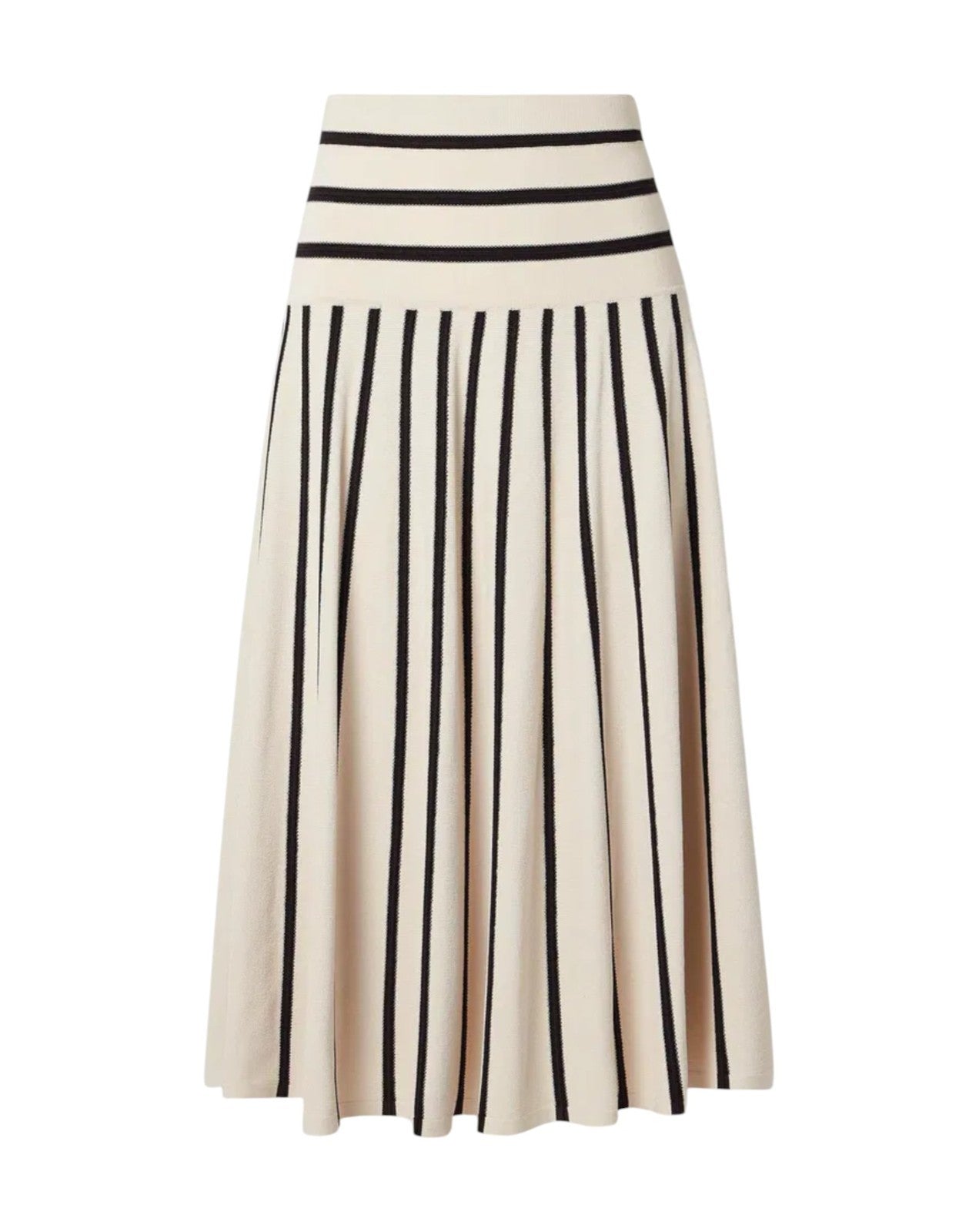 Zimmermann Illuminate Stripe Midi Skirt | Black/White, Stretch, Knit, High Waist