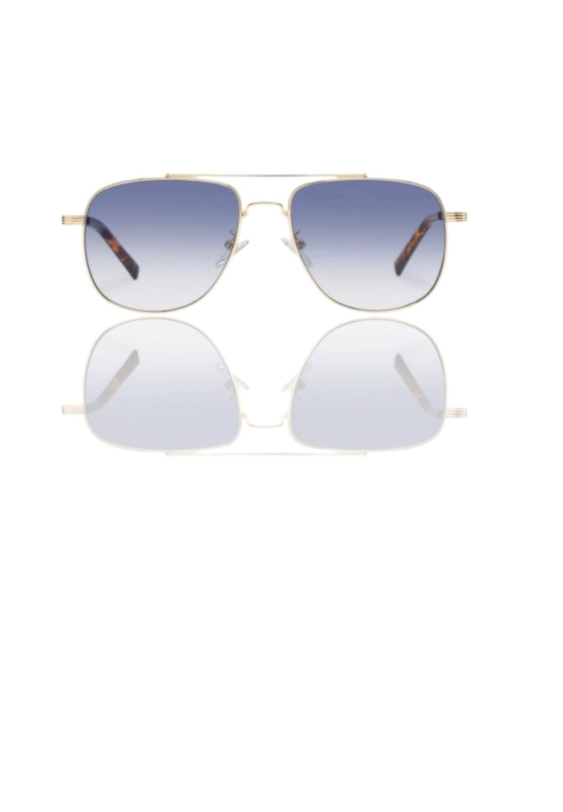 Le Specs The Charmer Sunglasses | Gold Metal, Aviator, Blue Gradient Lenses,