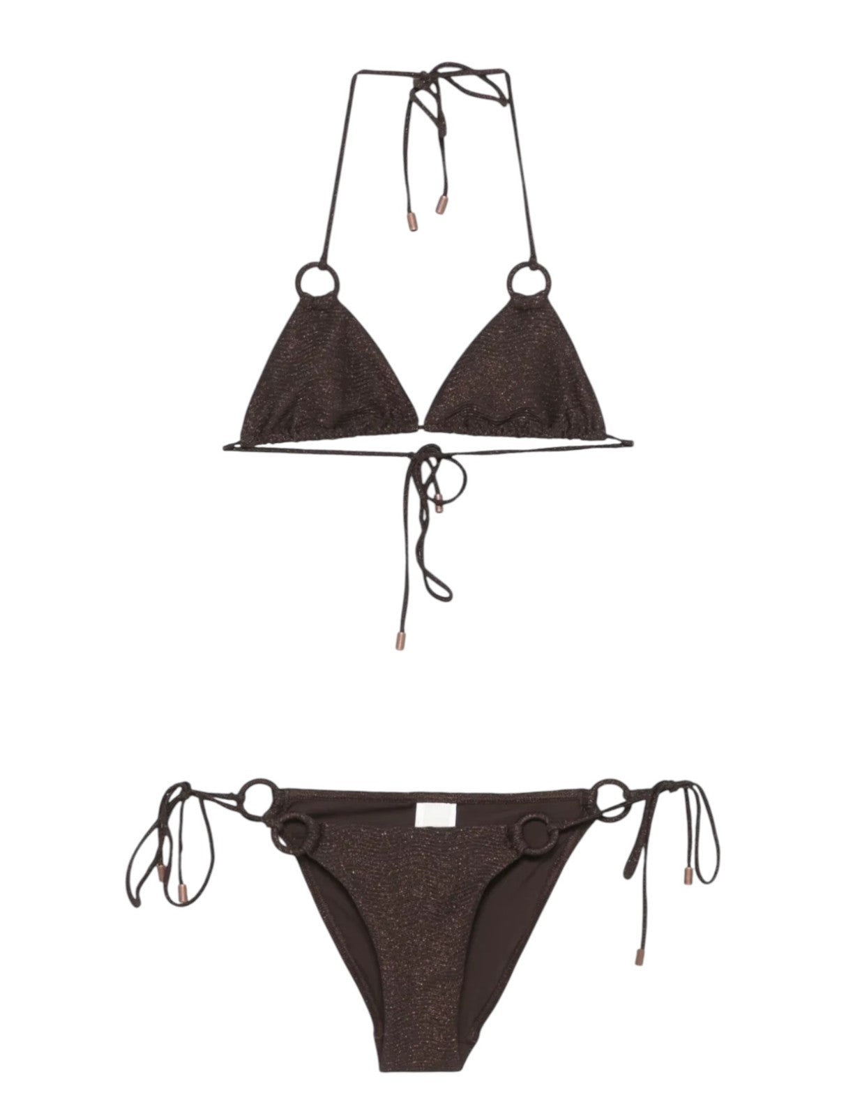 Zimmermann Coco textured Ring Bikini | Chocolate Brown, Triangle, Low Rise, Tie