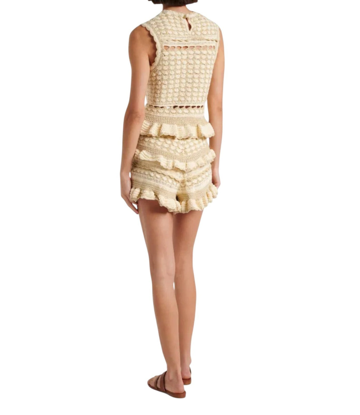 Zimmermann Wanderlust Crochet Top | Metallic gold/beige/cream, Peplum, Knitted