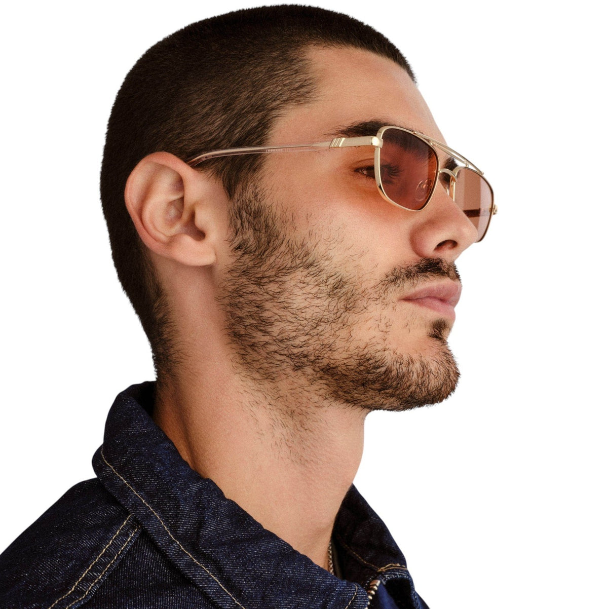 Le Specs Le Mimi Sunglasses | Gold Frame, Cinnamon Tint, Modern Aviator, Metal
