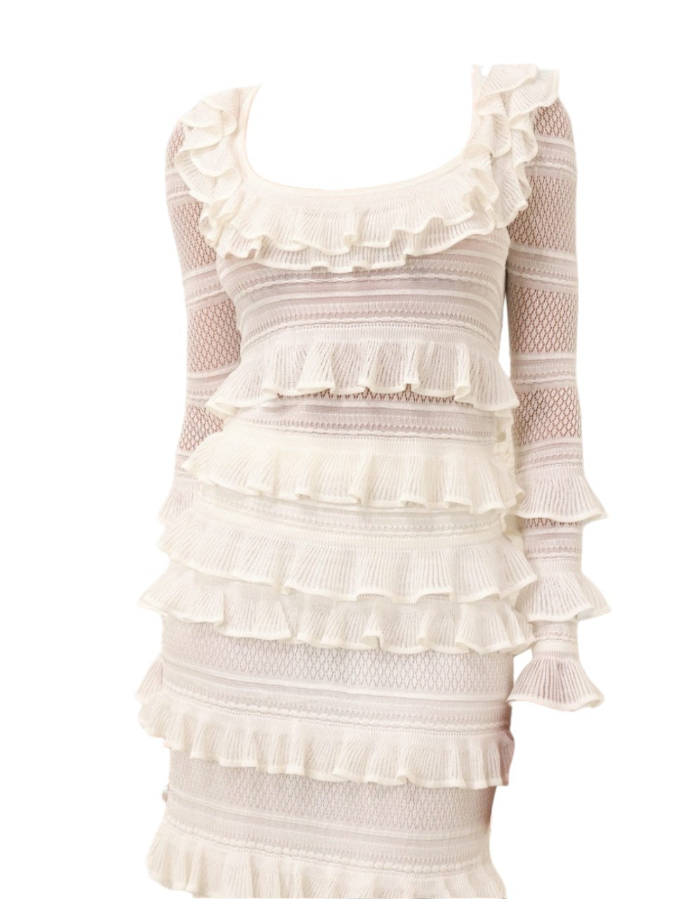 Zimmermann Illuminate  Lace Frilled Top |  White, Long Sleeves, Sheer, Ruffles