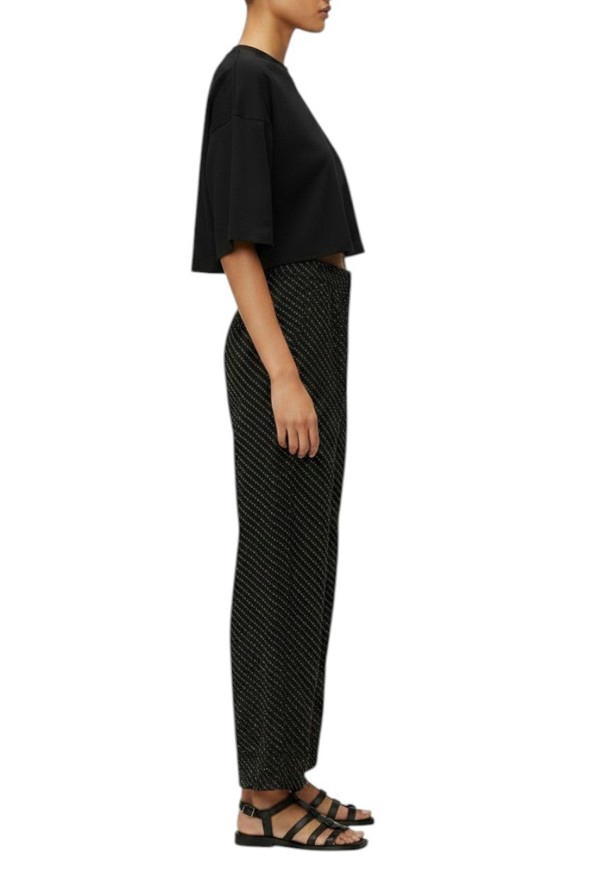 GANNI Black Floral Pants | Sz 36, Georgette, Wide Leg, High Waist, Elastic Waist