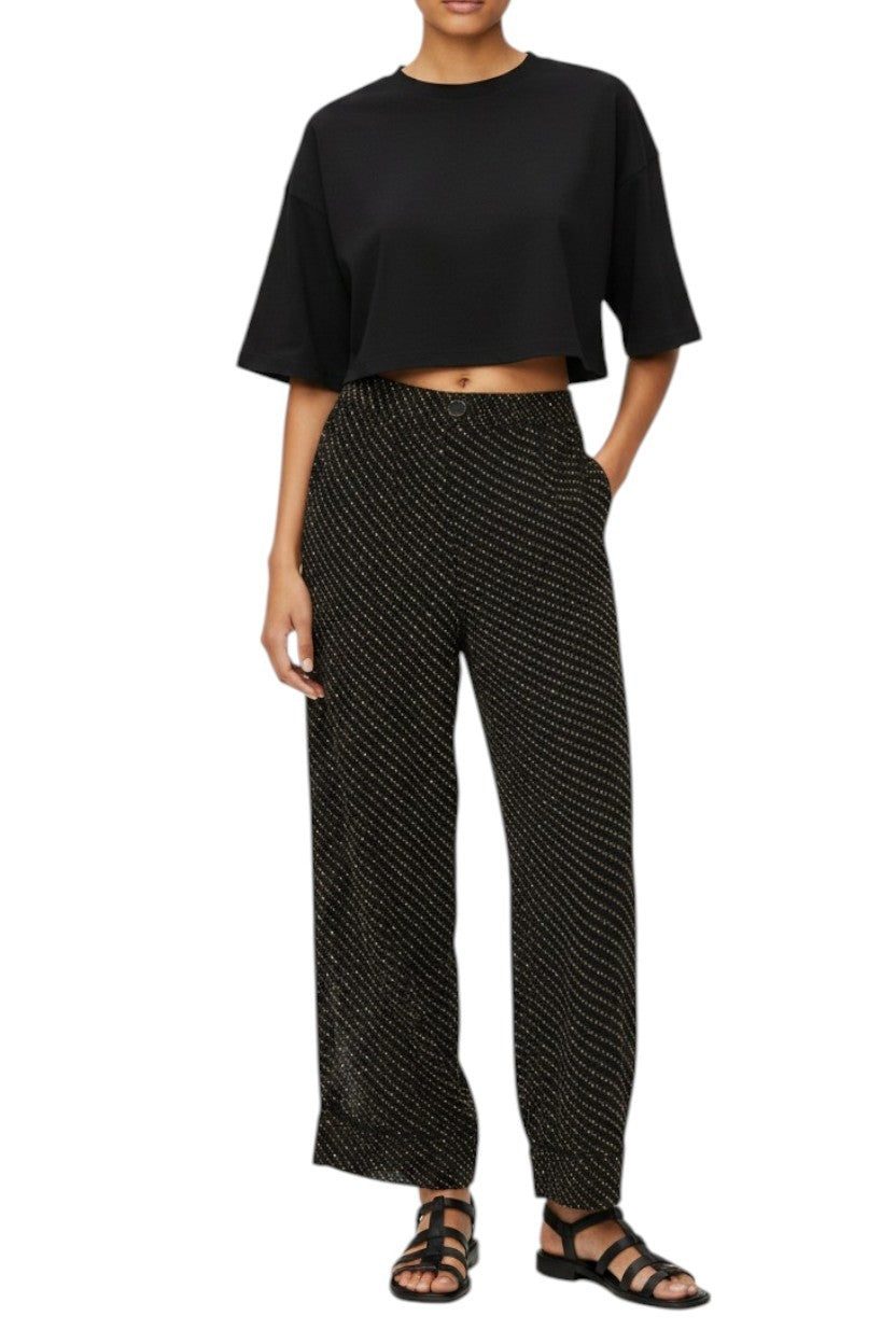 GANNI Black Floral Pants | Sz 36, Georgette, Wide Leg, High Waist, Elastic Waist