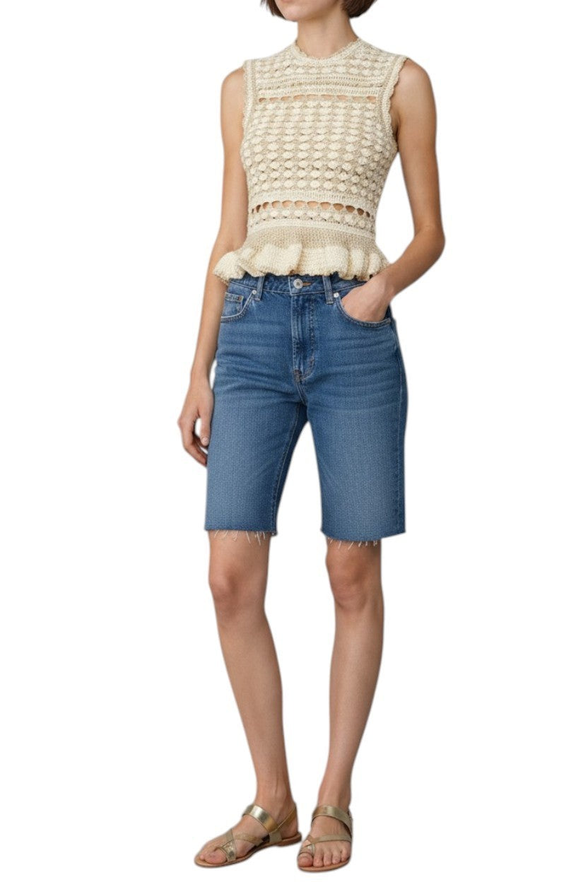 Zimmermann Wanderlust Crochet Top | Metallic gold/beige/cream, Peplum, Knitted