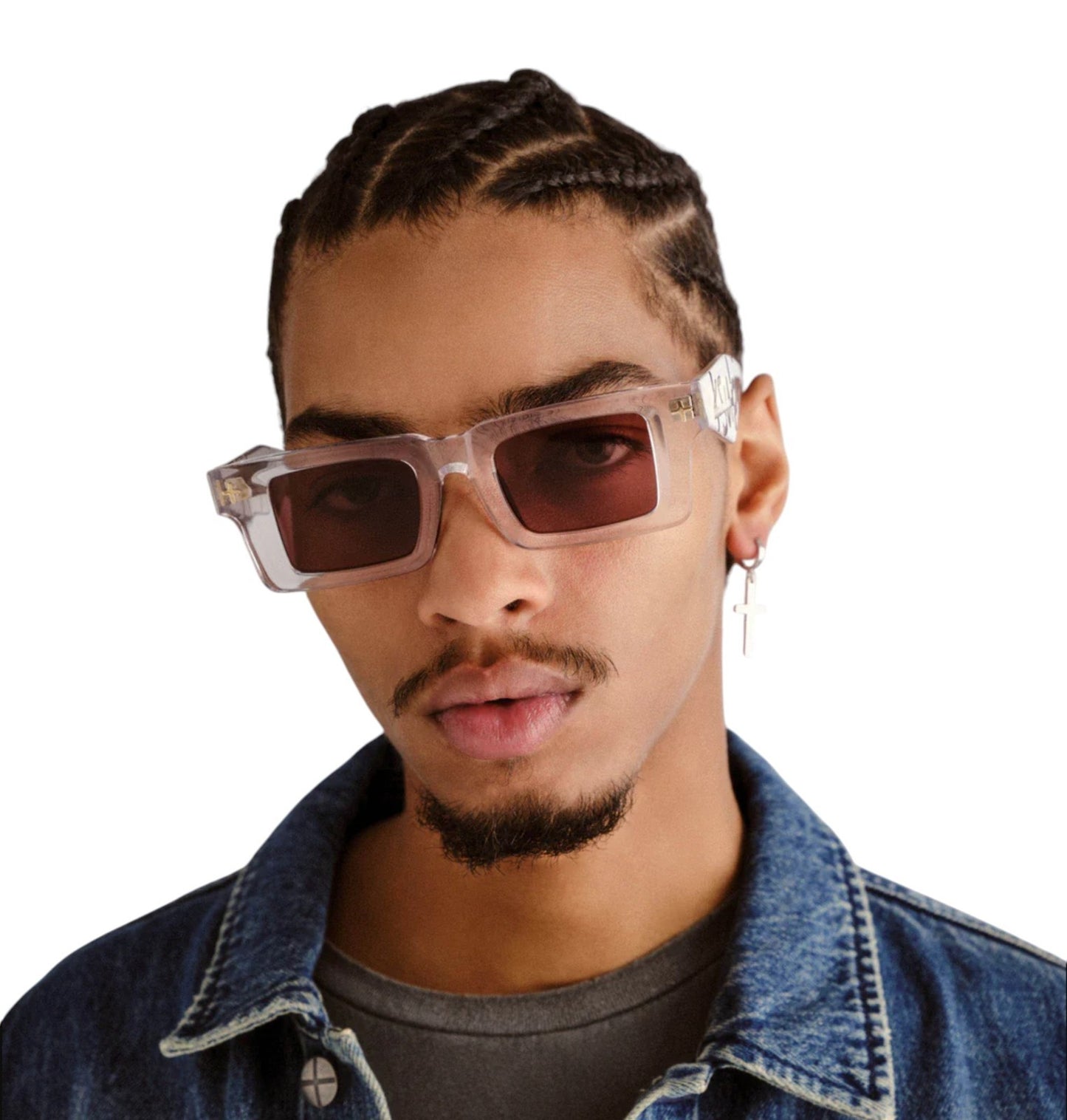 Ksubi Smiths II Sunglasses |Krystal/Gold Acetate | Brown Tint, Rectangle, Unisex