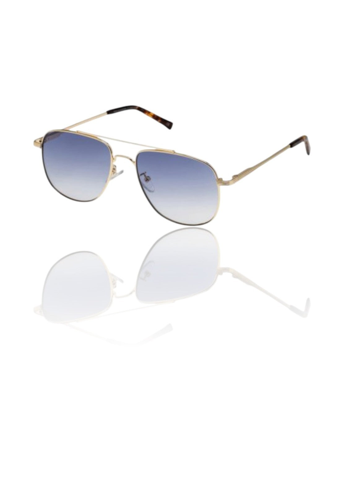Le Specs The Charmer Sunglasses | Gold Metal, Aviator, Blue Gradient Lenses,