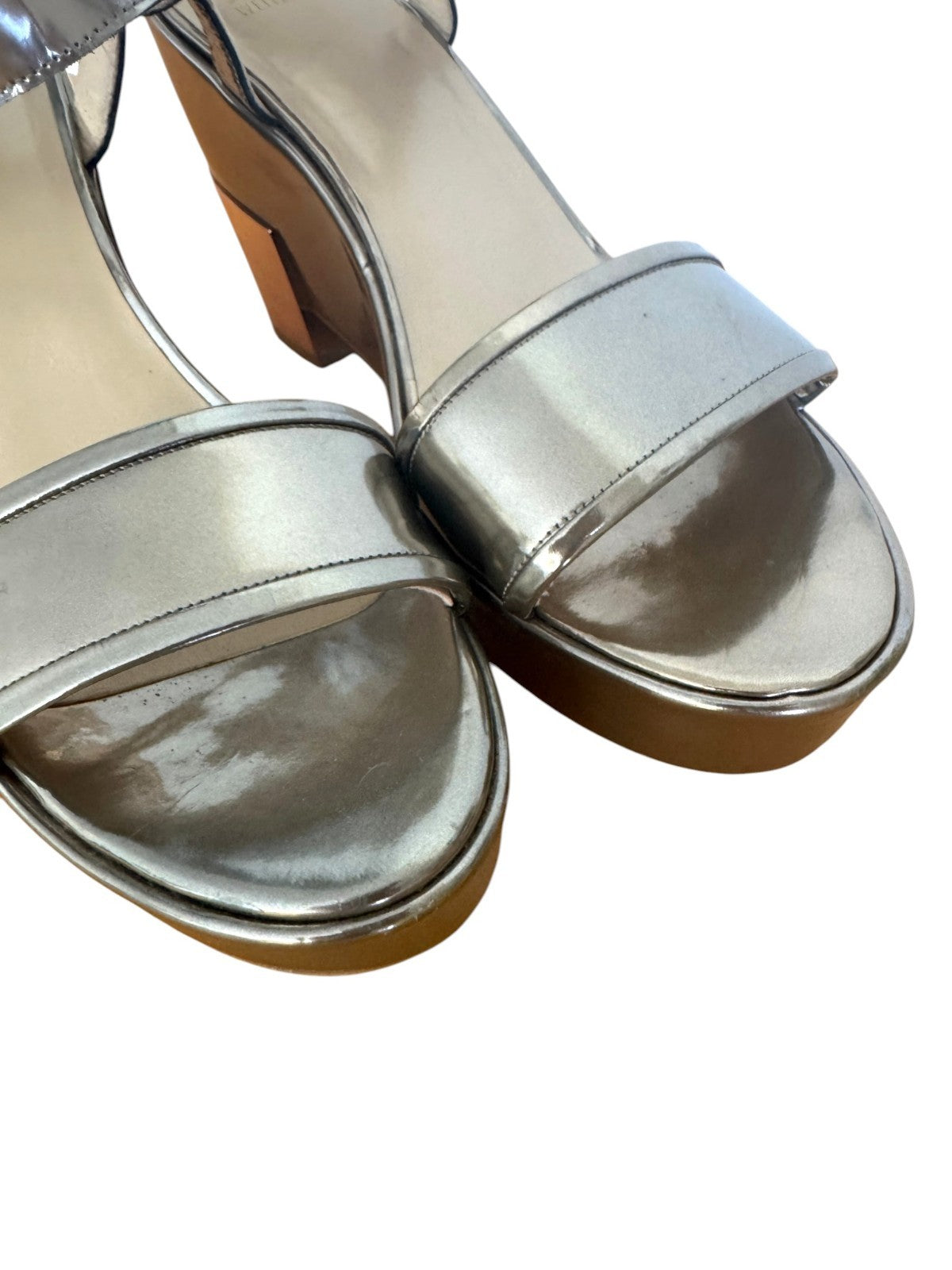 Stuart Weitzman Wedge Platform Sandal | Metallic, Wedge, Silver/Rose Gold