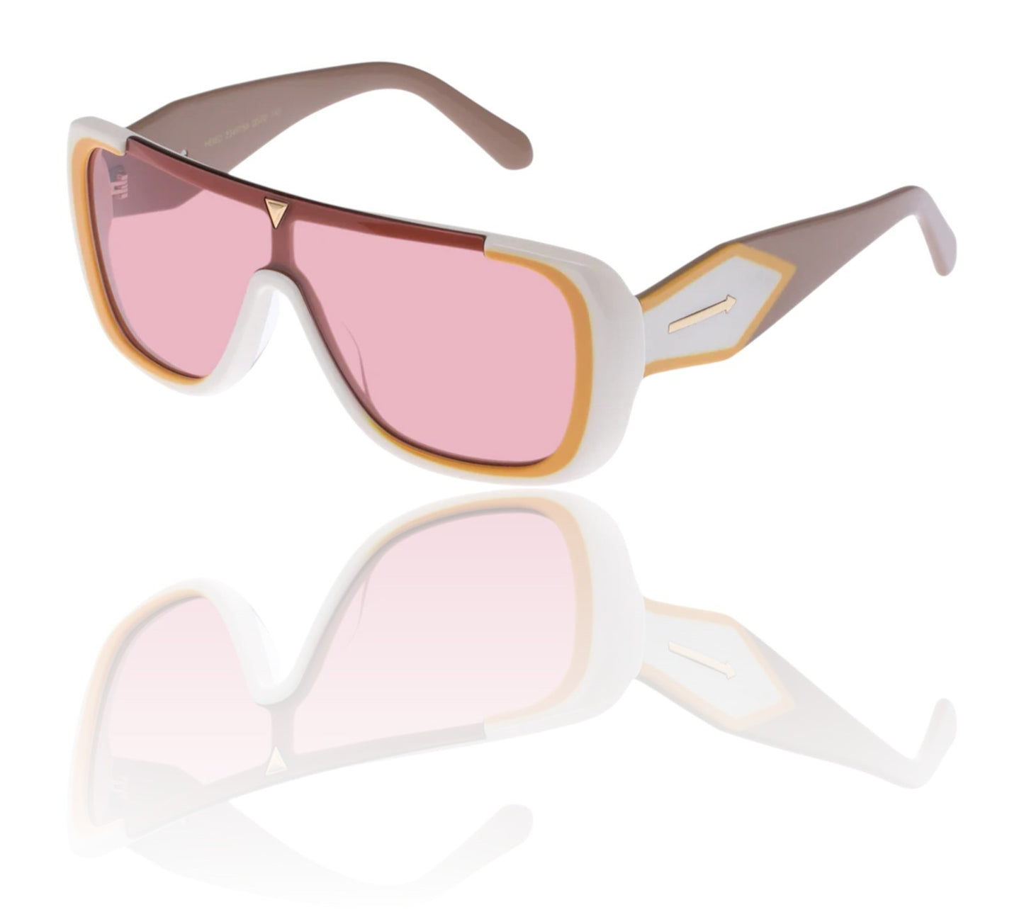 Karen Walker Hexed Sunglasses | Ivory/White, Pink Lenses, Shield, Acetate