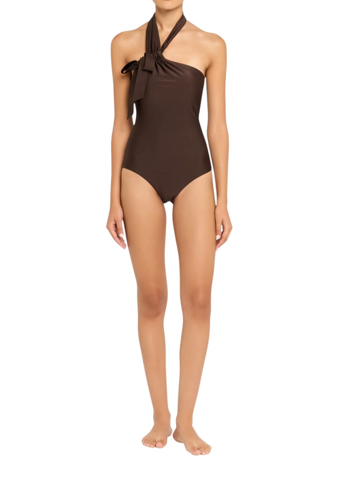 Zimmermann Awaken Tie Neck One Piece | Brown, Full Coverage, Knot Detail, Halter