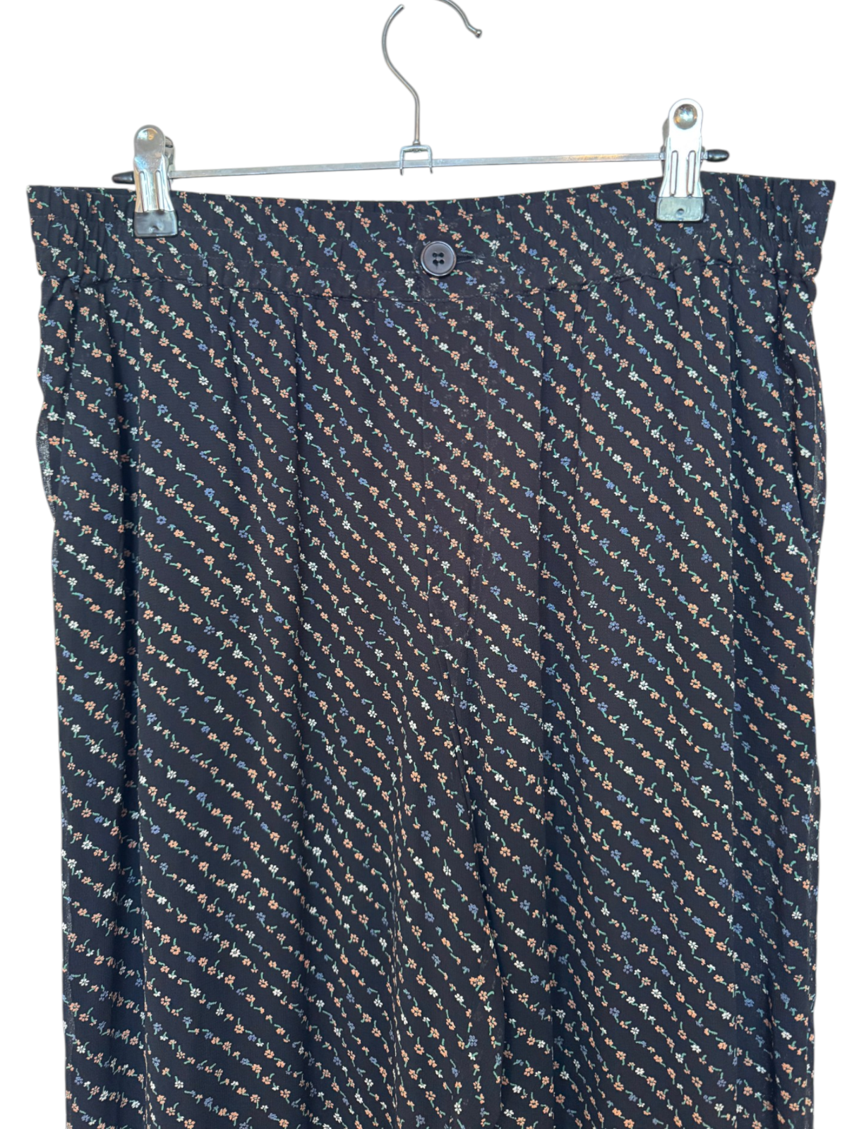 GANNI Black Floral Pants | Sz 36, Georgette, Wide Leg, High Waist, Elastic Waist