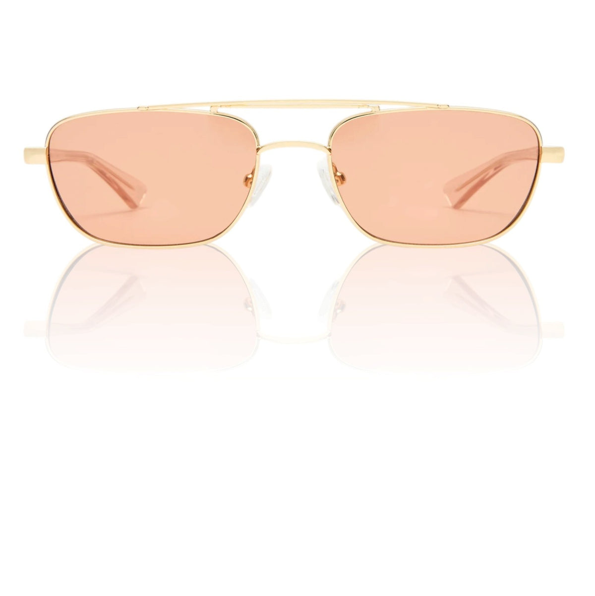 Le Specs Le Mimi Sunglasses | Gold Frame, Cinnamon Tint, Modern Aviator, Metal