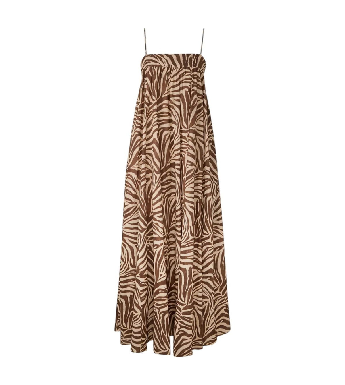 Zimmermann Wanderlust Maxi Dress | Zebra Print, Cotton, Spaghetti Straps, Summer
