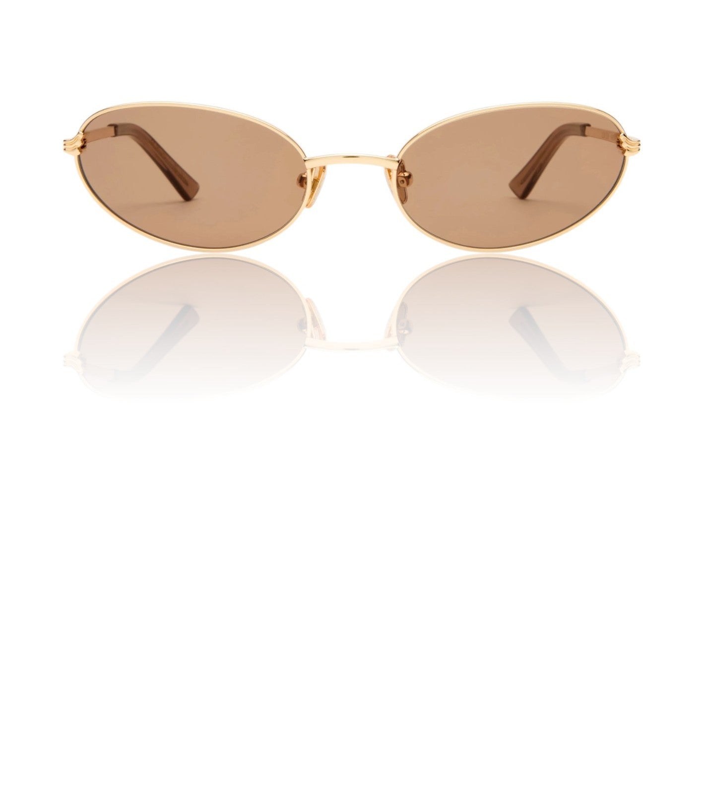 Luv Lou The Rose Sunglasses | Gold Metal, Cats Eye, Oval, Tan/Brown Mono Lenses