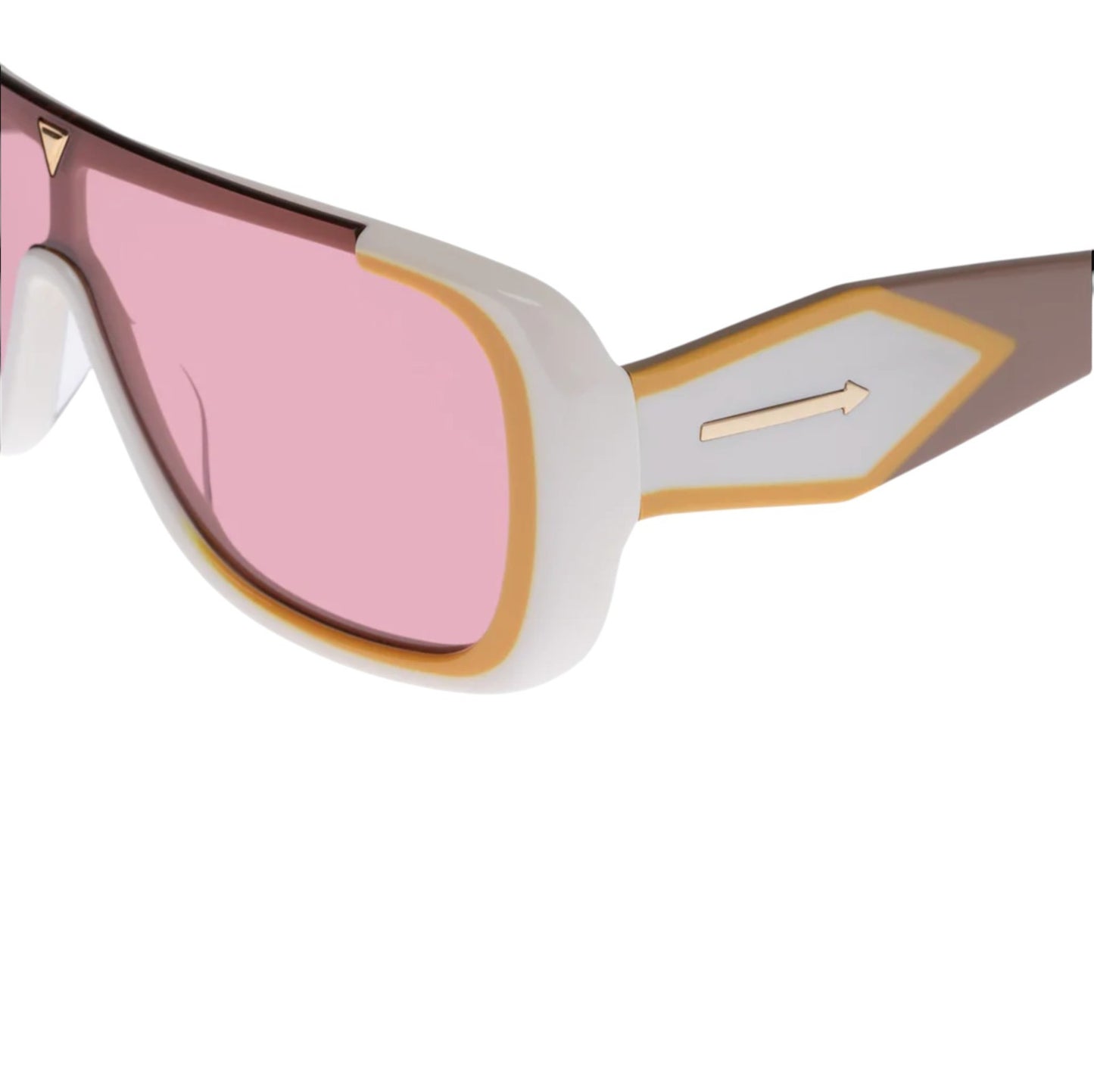 Karen Walker Hexed Sunglasses | Ivory/White, Pink Lenses, Shield, Acetate