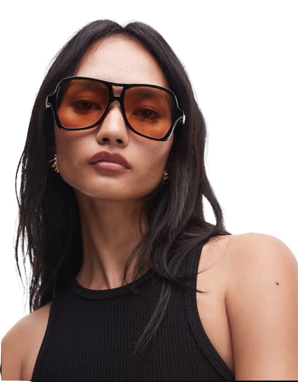 Le Specs Fortune Teller Sunglasses |Black Acetate, Amber Lenses, Vintage Inspire