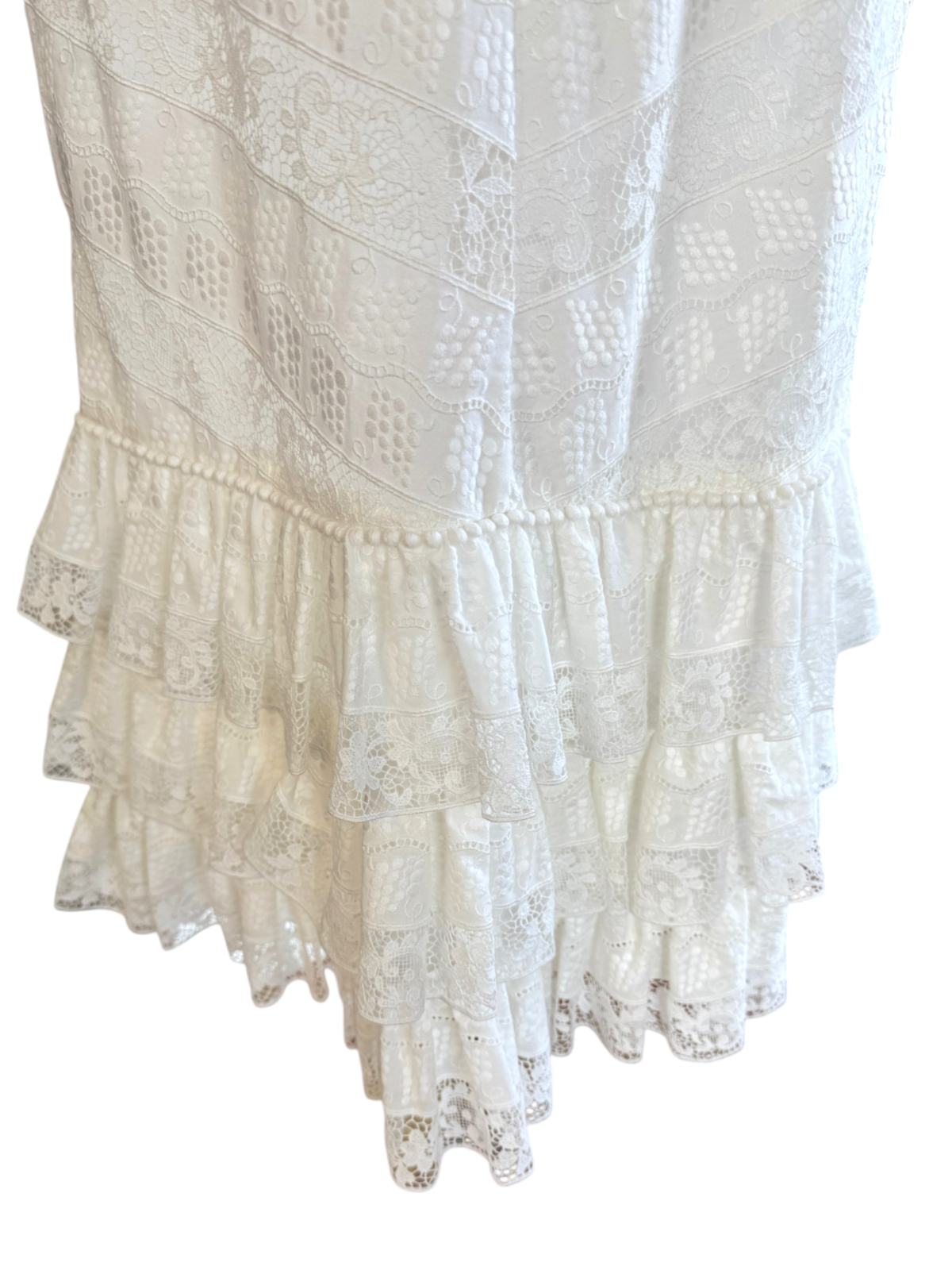 Zimmermann Veneto Perennial Lace Midi Skirt | White, Tiers, Belt, High Waist