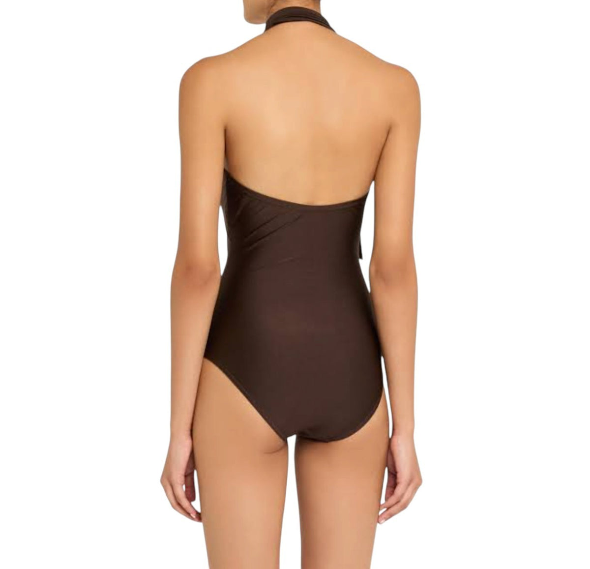 Zimmermann Awaken Tie Neck One Piece | Brown, Full Coverage, Knot Detail, Halter