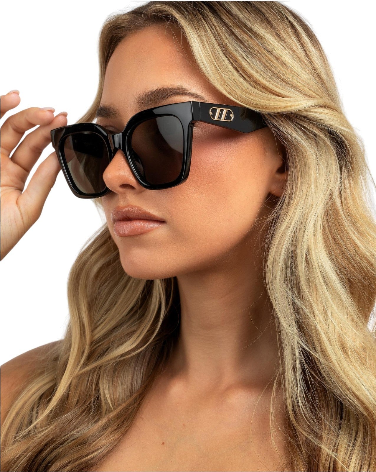 Le Specs Star Glow Sunglasses | Cats Eye, Oversized, Black Acetate, Gradient