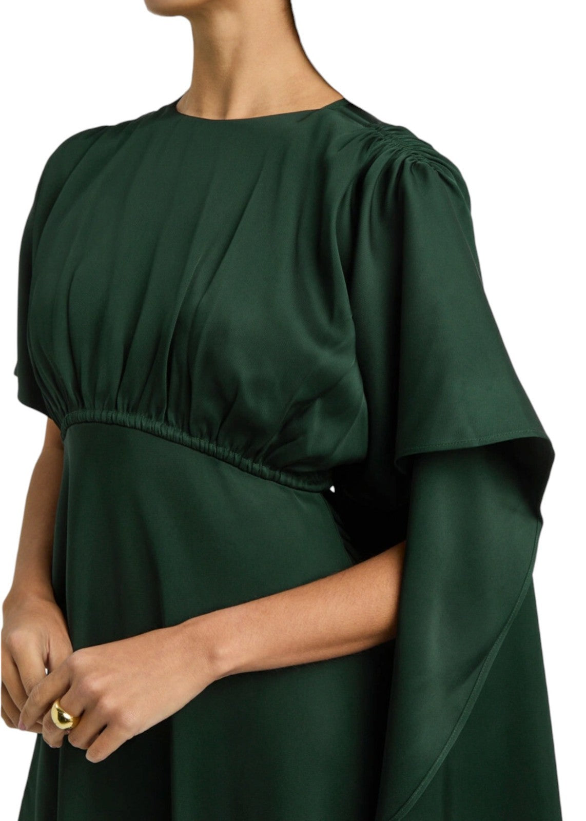 Zimmermann Eden Cascading Mini Dress | Bottle Green, Cape, Fit & Flare, Viscose