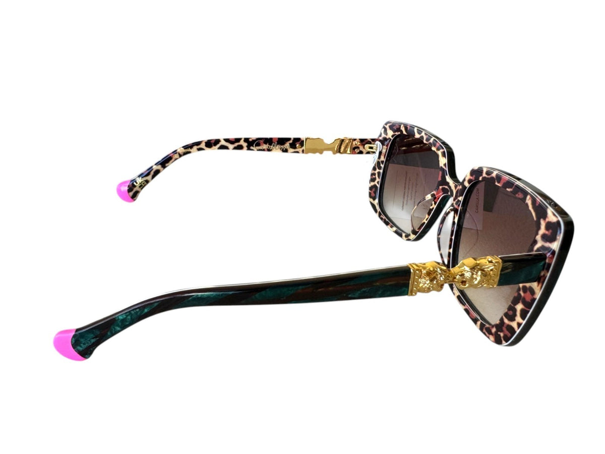 Camilla Happy in the Hamptons Sunglasses |Square, Emerald Green Marble, Leopard