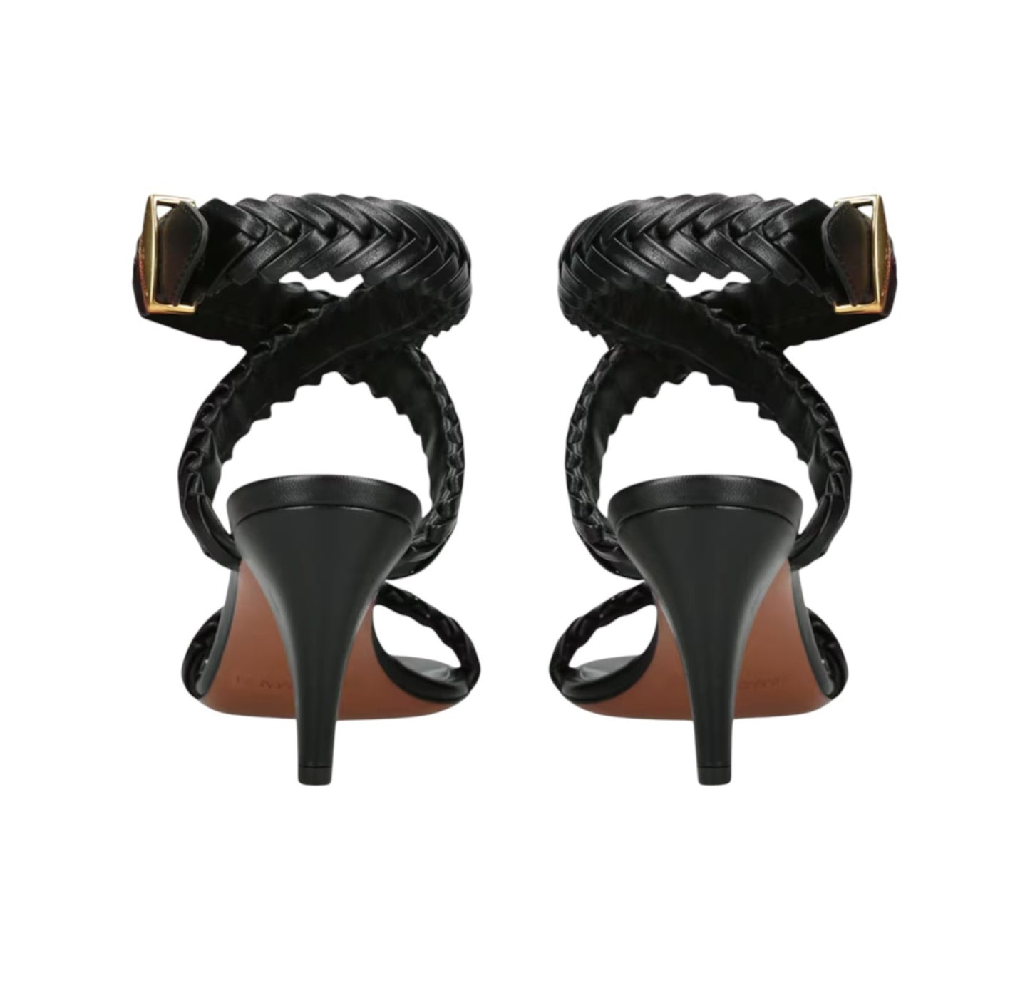 Zimmermann Helix Sandal 75 | Black, Calf Leather, Braided, Stilleto, Ankle Strap
