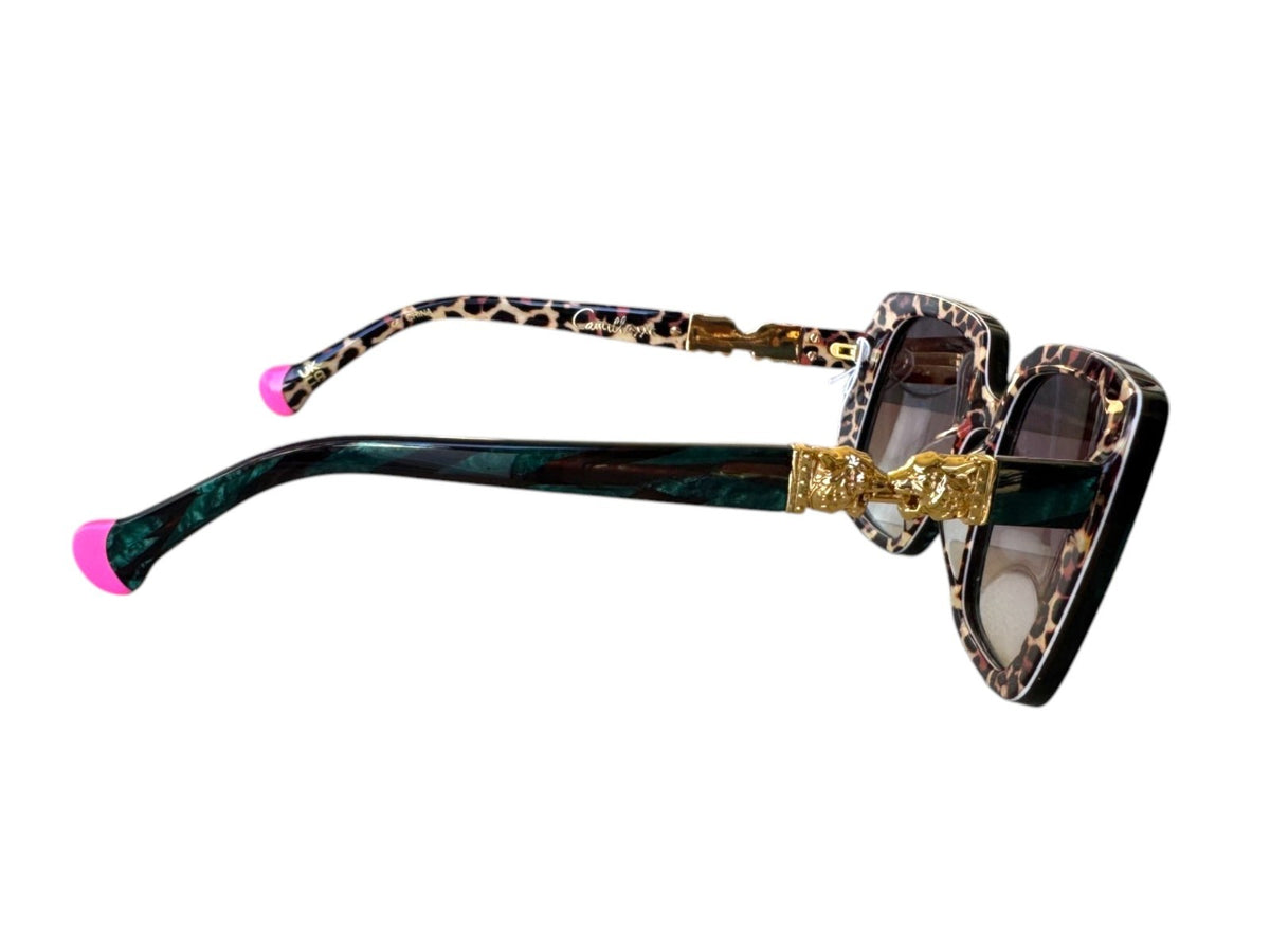 Camilla Happy in the Hamptons Sunglasses |Square, Emerald Green Marble, Leopard