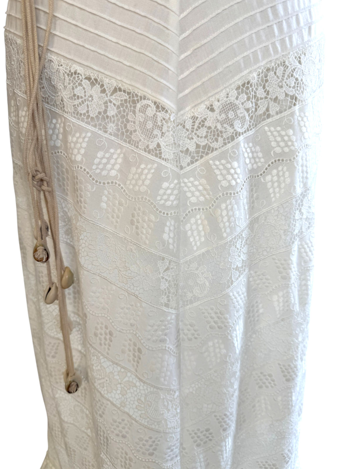 Zimmermann Veneto Perennial Lace Midi Skirt | White, Tiers, Belt, High Waist