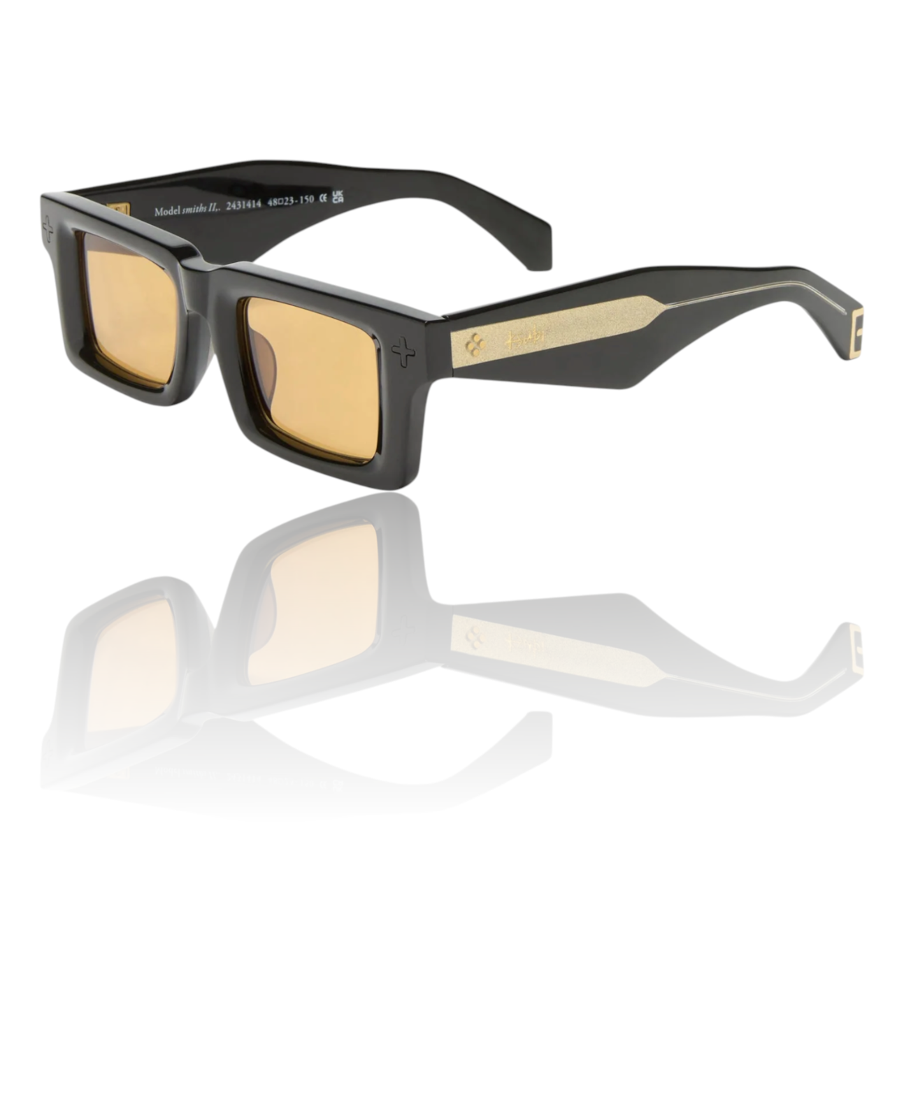 Ksubi Goodsen II Sunglasses | Black/Gold Acetate | Amber Tint, D-Frame, Unisex