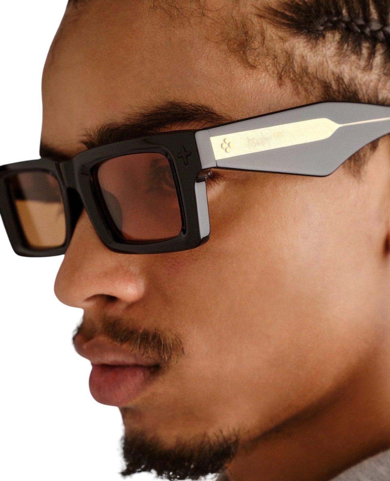 Ksubi Goodsen II Sunglasses | Black/Gold Acetate | Amber Tint, D-Frame, Unisex