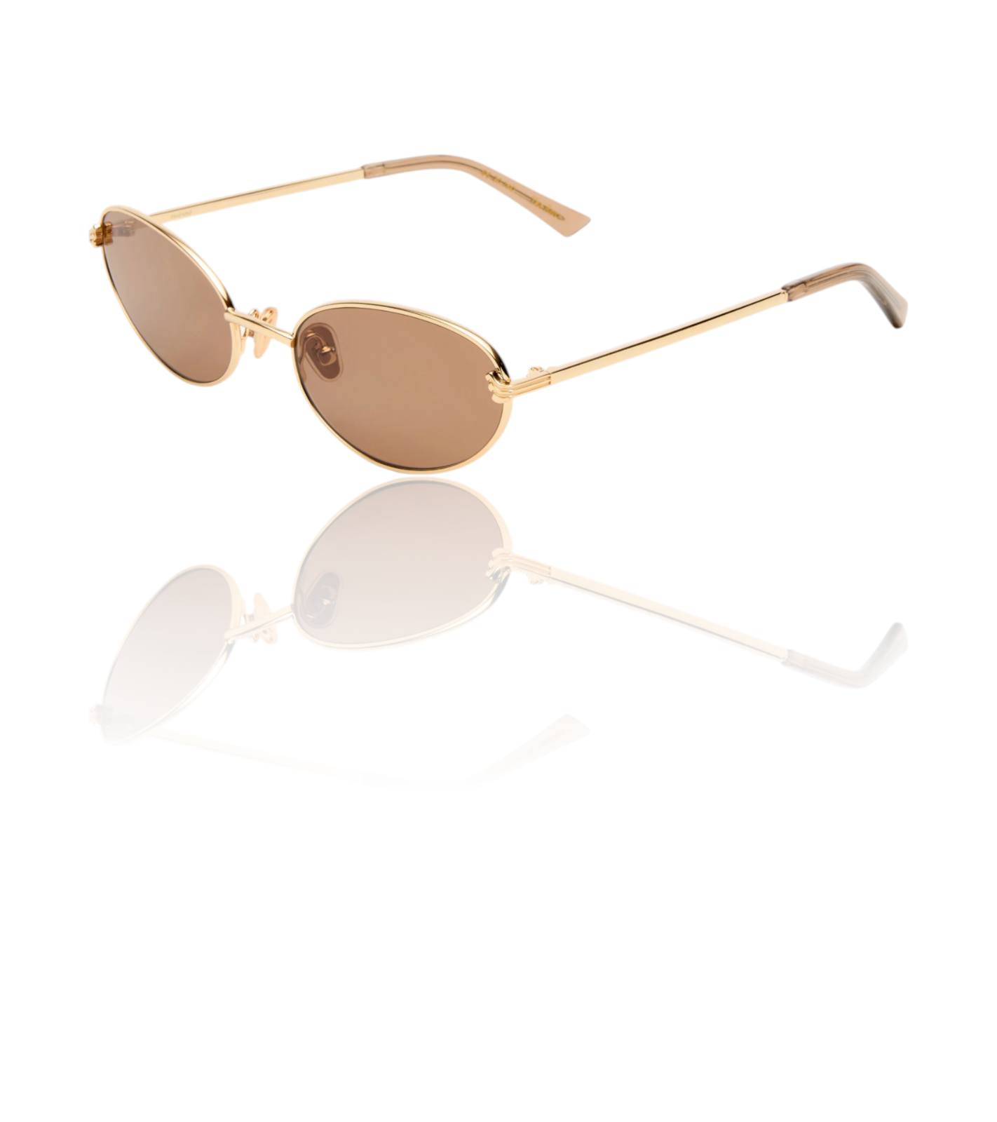 Luv Lou The Rose Sunglasses | Gold Metal, Cats Eye, Oval, Tan/Brown Mono Lenses