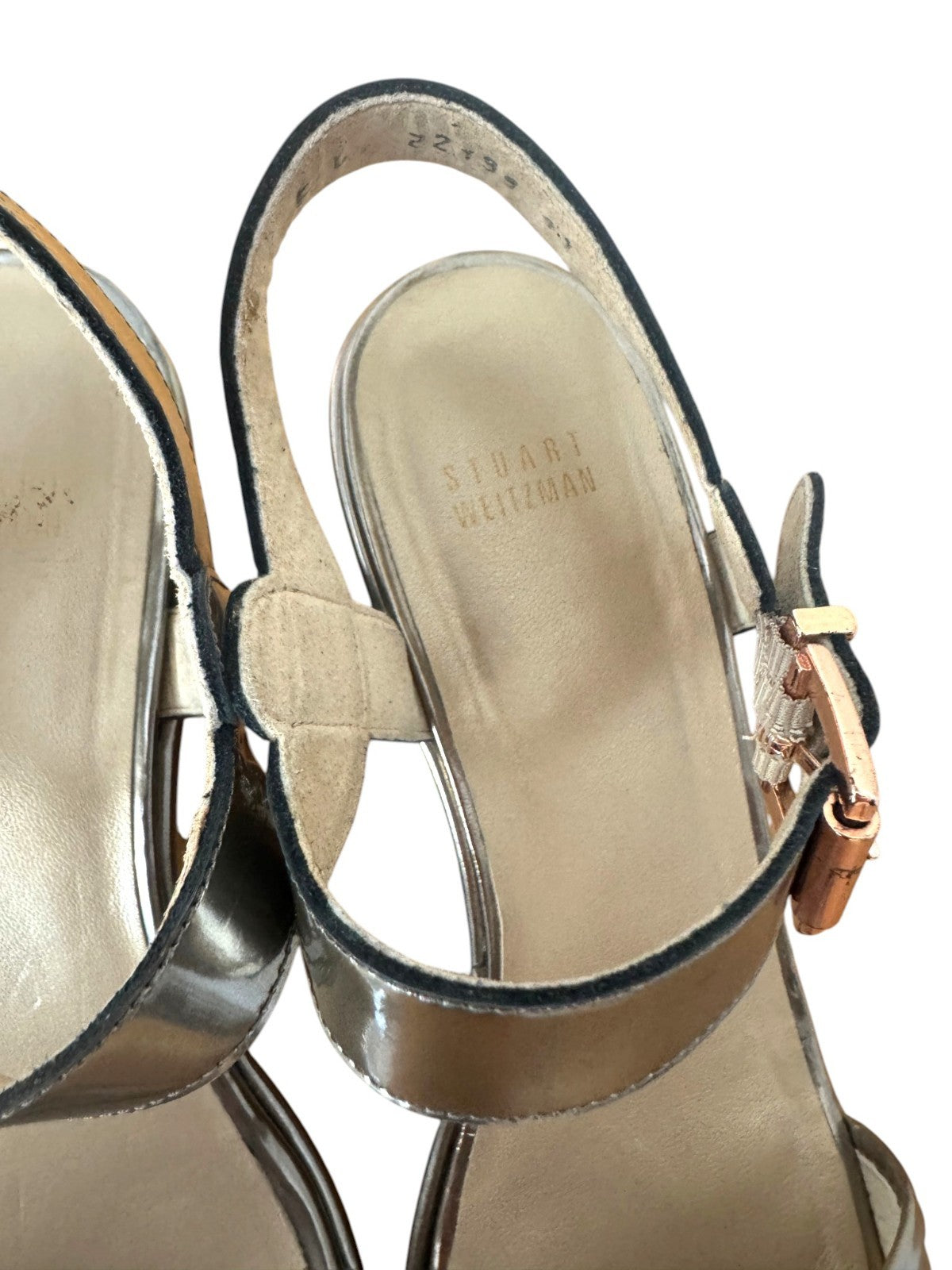 Stuart Weitzman Wedge Platform Sandal | Metallic, Wedge, Silver/Rose Gold