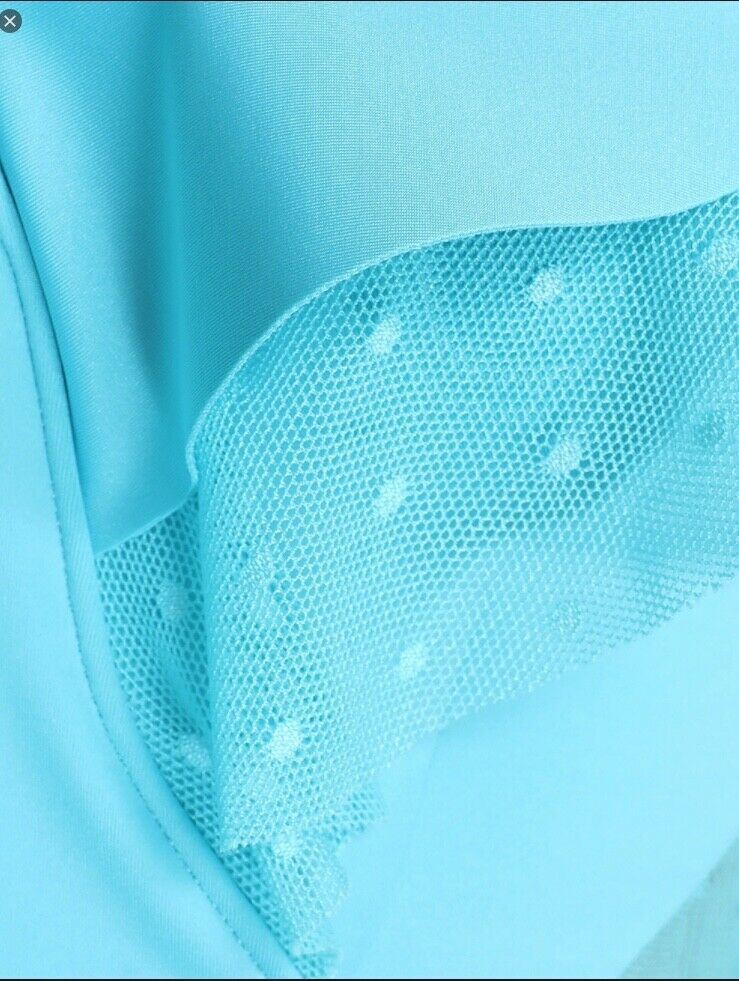 Zimmermann Peggy Cross Frill One Piece Swimsuit | Mesh, Turquoise Aqua  $500RP
