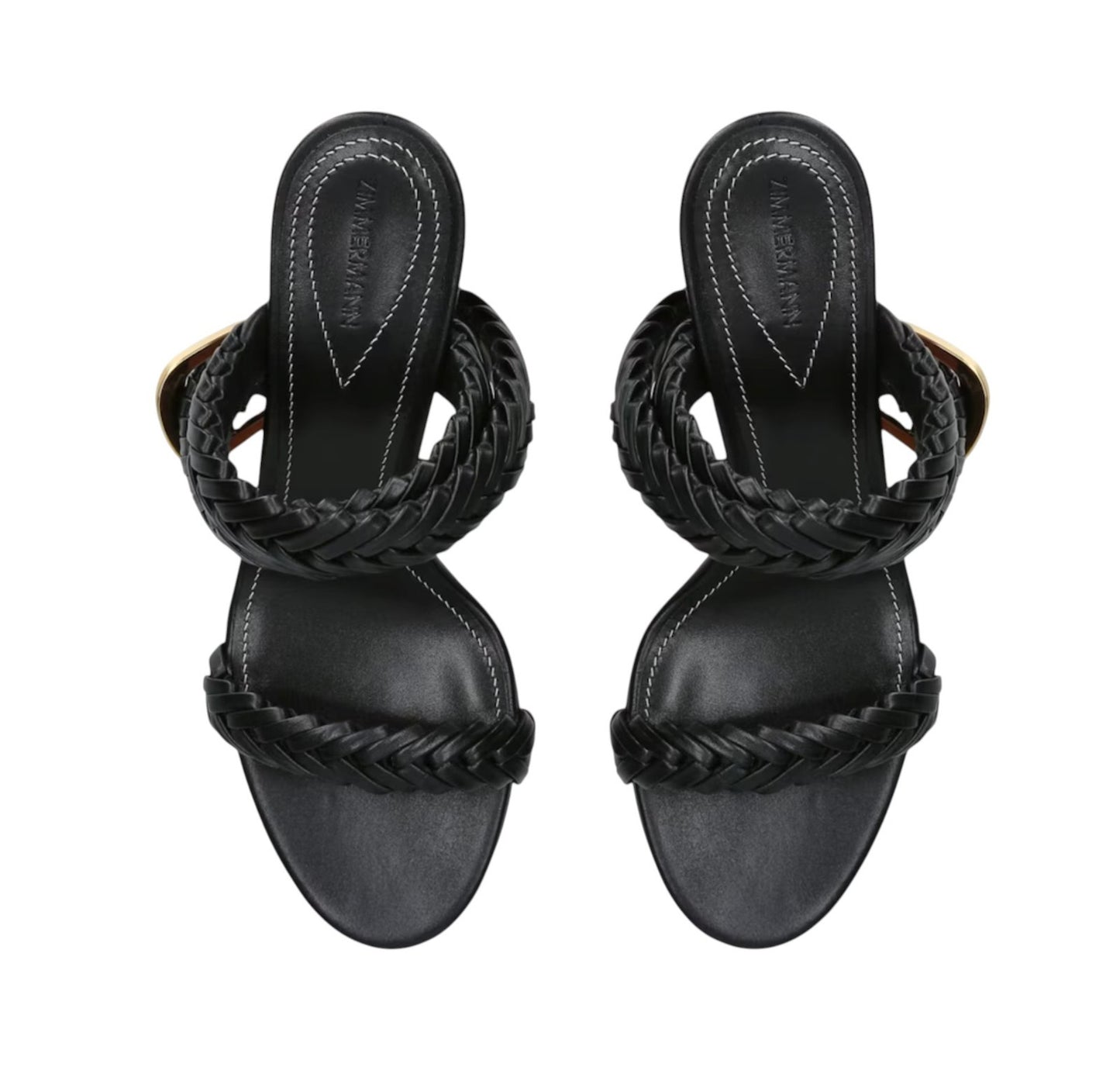 Zimmermann Helix Sandal 75 | Black, Calf Leather, Braided, Stilleto, Ankle Strap