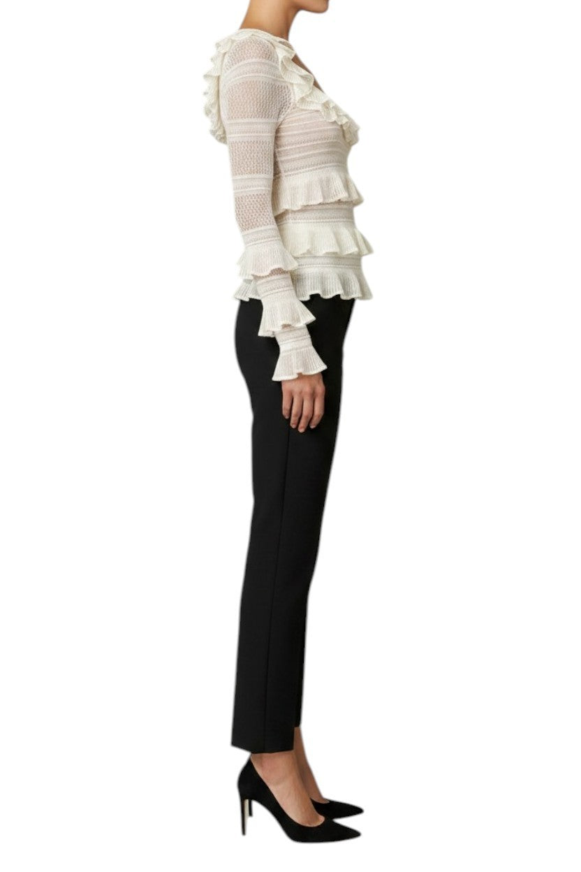Zimmermann Illuminate  Lace Frilled Top |  White, Long Sleeves, Sheer, Ruffles