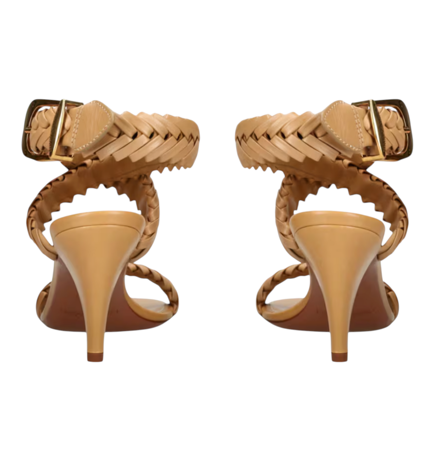 Zimmermann Helix Sandal 75 | Beige/Camel,Leather, Braided, Stiletto, Ankle Strap