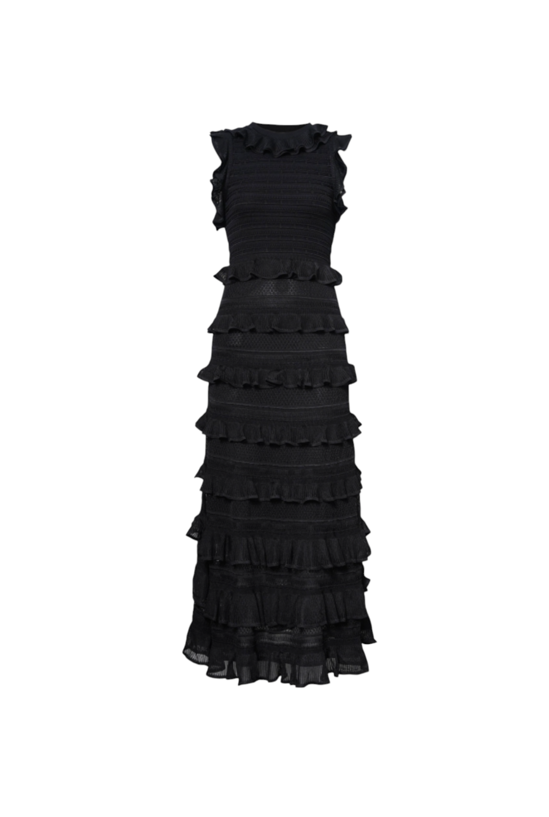 Zimmermann Hypnotic lace knit racer dress | Midi, Black, Tiered, Knitted, Ruffle