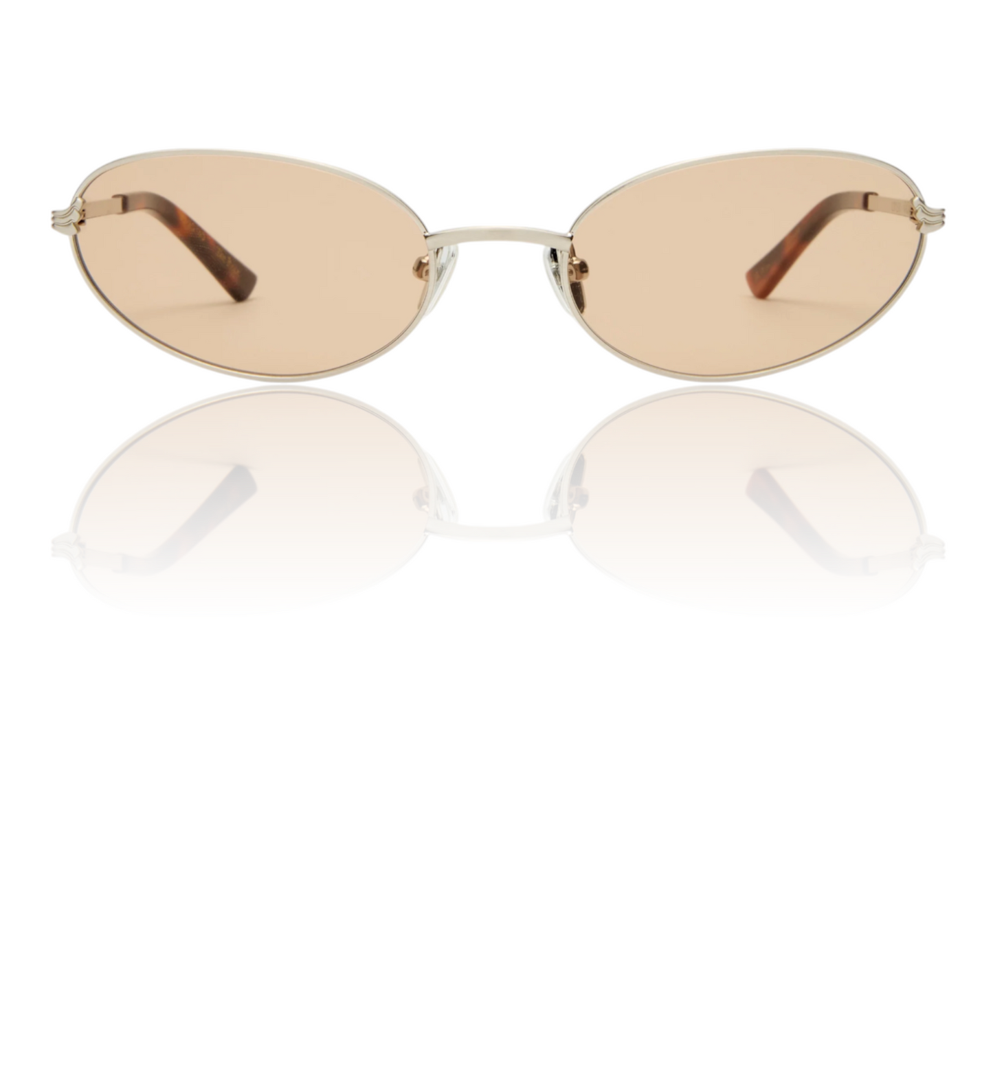 Luv Lou The Rose Sunglasses | Silver Metal, Cats Eye, Oval, Tan/Brown Mono Lens