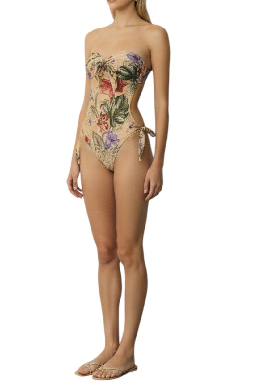 Zimmermann Coco Scarf Tie One Piece |Floral, Bows, Backless, Adjust/Remove Strap
