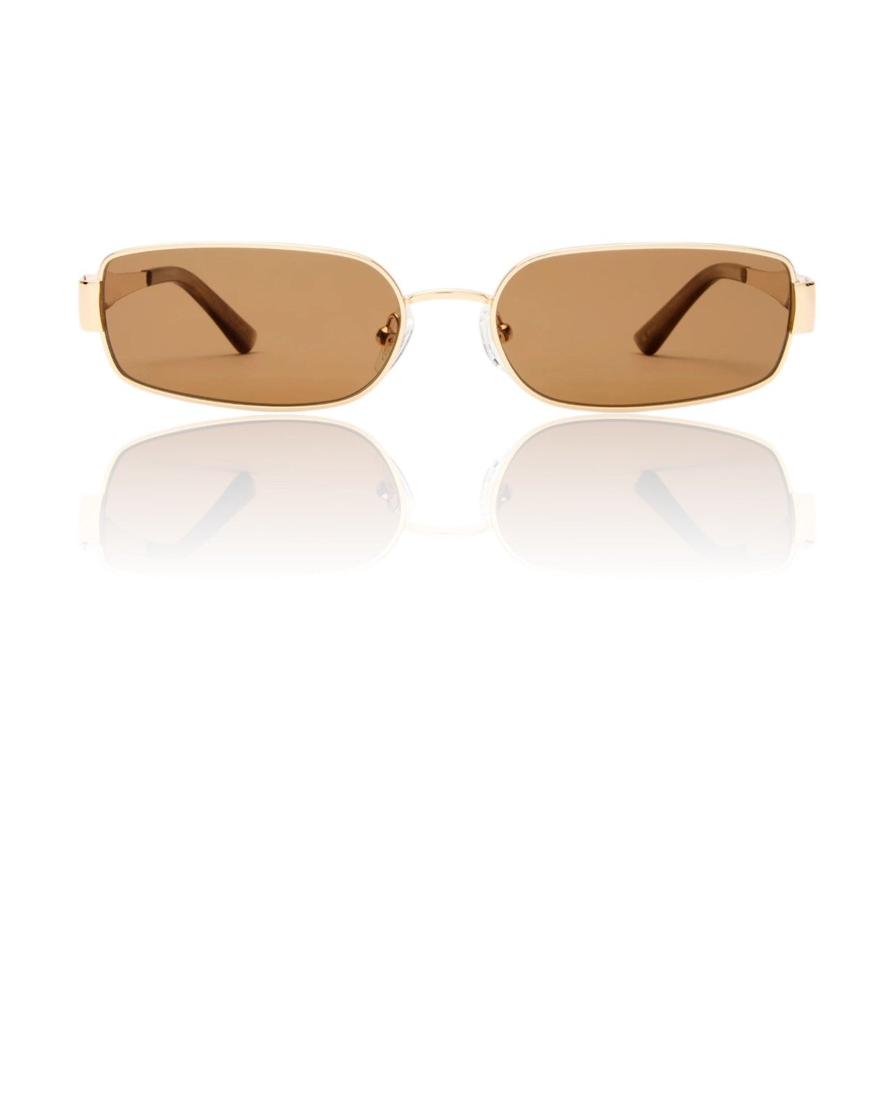 Luv Lou The Ryan Sunglasses | Gold Metal, Rectangle, Polarised, Brown Lenses