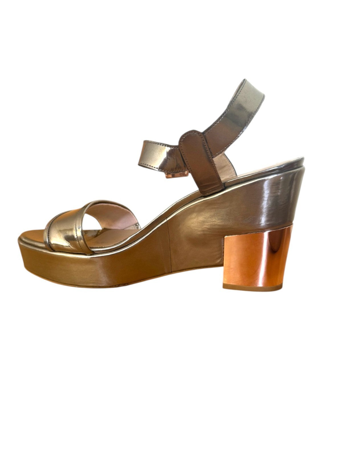 Stuart Weitzman Wedge Platform Sandal | Metallic, Wedge, Silver/Rose Gold