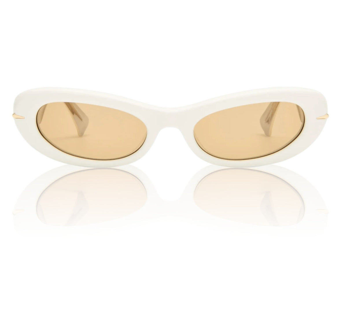 Le Specs LUXE Edition | Numero Uno, Ivory/White, Small/Oval, Tan Tint Lens