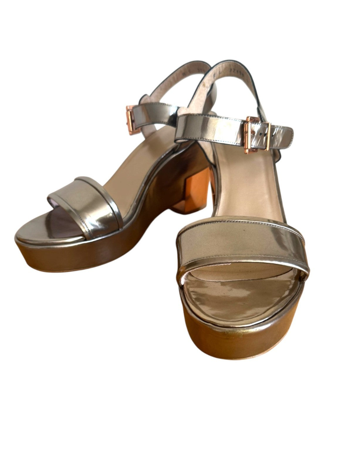 Stuart Weitzman Wedge Platform Sandal | Metallic, Wedge, Silver/Rose Gold
