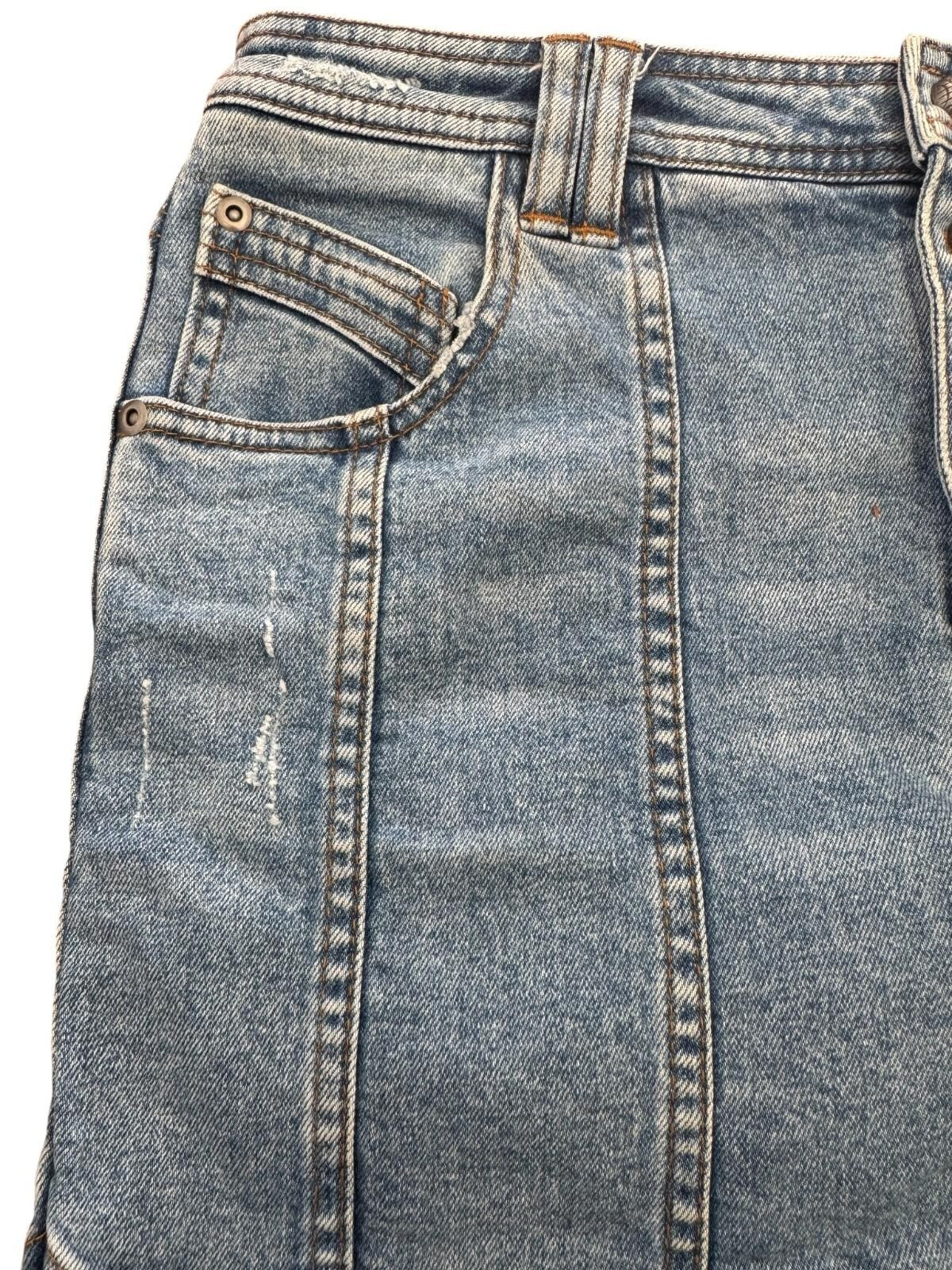 Aje. Crawford Denim Mini Skirt | Sz 12, Distressed, Stretch, As New, High Waist