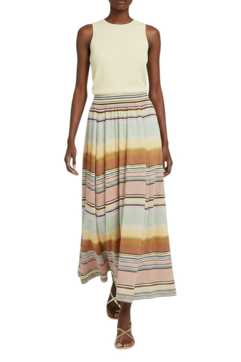 Zimmermann Coco Stripe Circle Skirt | Maxi/Midi, Knitted, Stretch, High Waist