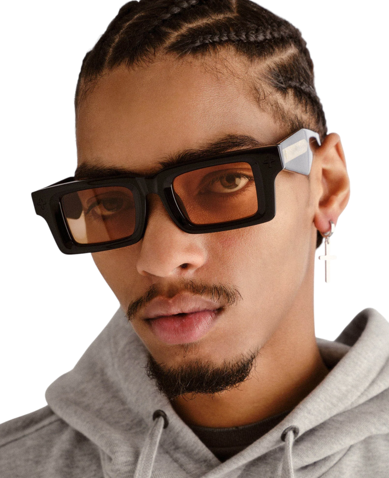 Ksubi Goodsen II Sunglasses | Black/Gold Acetate | Amber Tint, D-Frame, Unisex