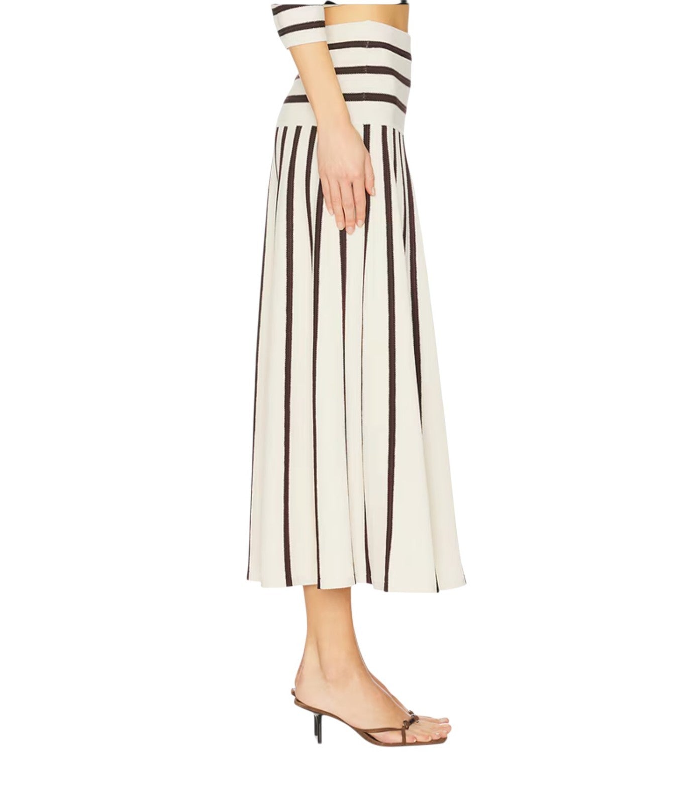 Zimmermann Illuminate Stripe Midi Skirt | Black/White, Stretch, Knit, High Waist